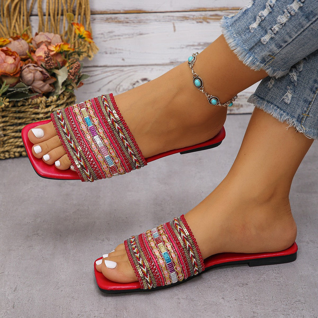 Damen Fancy Badeschuhe mit exquisite Perlenstickerei