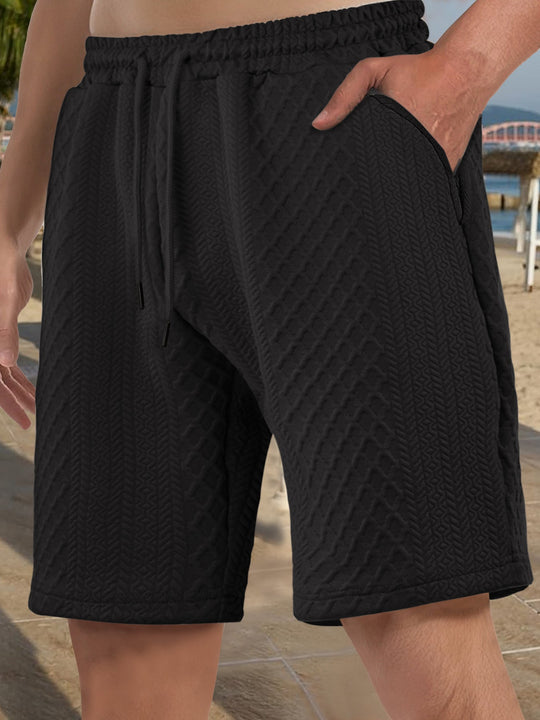 Herren nan strukturierte Strand-Bermuda aus Waffeljersey mit elastischem Kordelbund und schrägen Eingrifftaschen