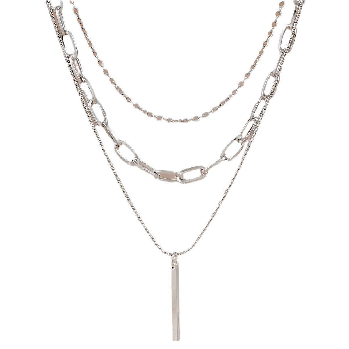 Damen mehrlagige Halskette im modernen Design mit Glieder- und Zirkonia-Akzenten Shop Nory