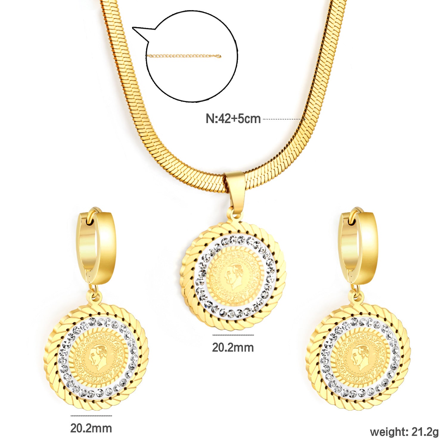 Damen Schmuckset mit vierblättrigem Kleeblatt-Anhänger und Ohrsteckern Shop Nory