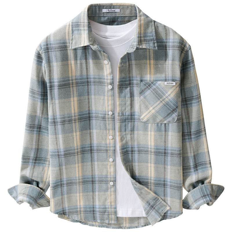 Herren Kariertes Leichtes Flanell-Overshirt mit Brusttasche und Relaxed-Fit Shop Nory