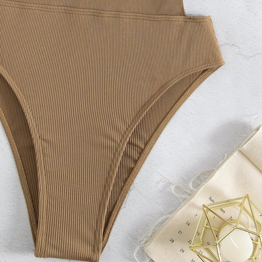 Damen Hochgeschnittener Einteiler Badeanzug mit trendigen Schnürdetails Shopnory