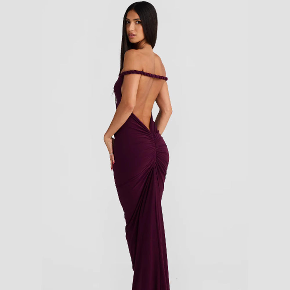 Damen figurbetontes Abendkleid mit elegantem Halterdesign und schwingendem Saum Shopnory