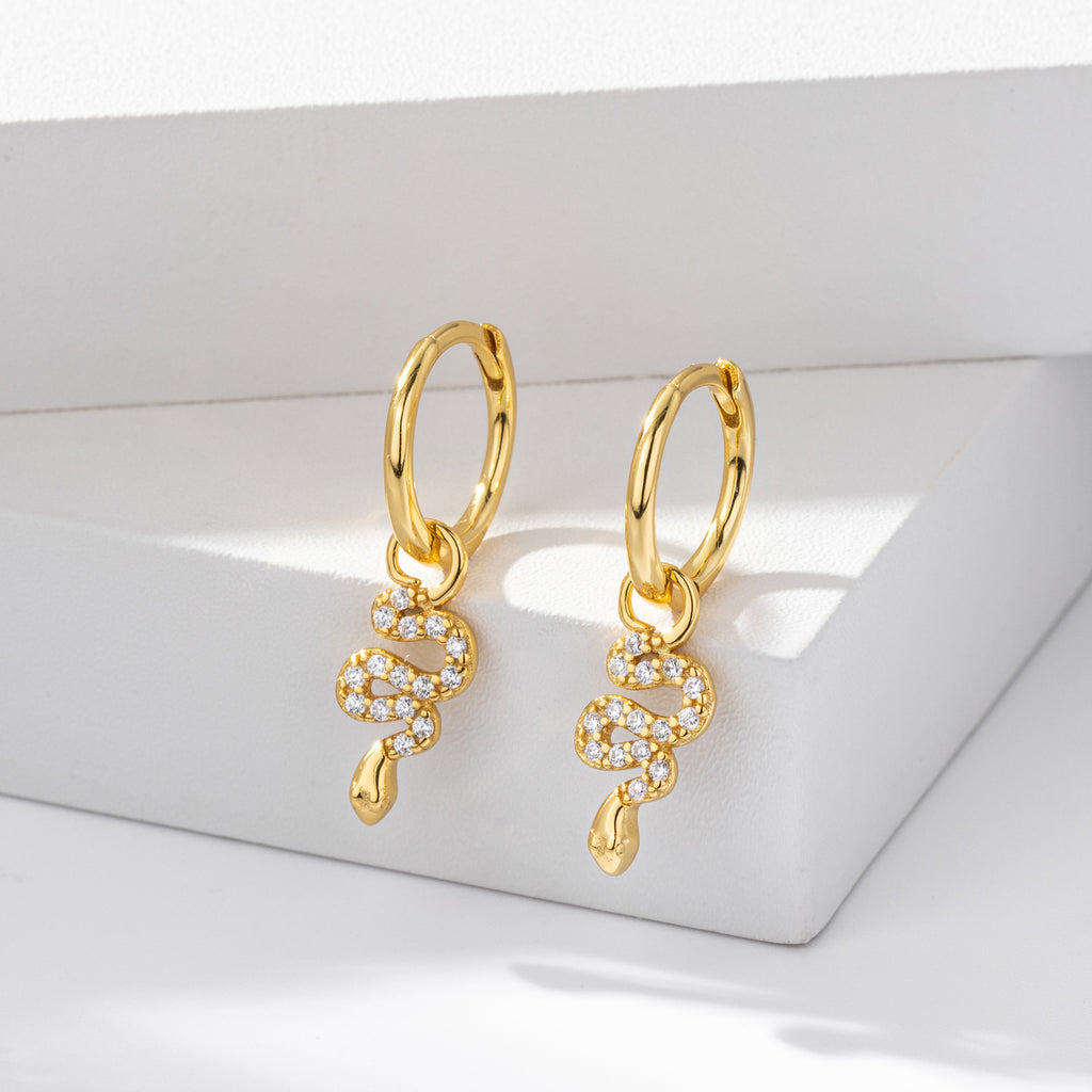 Damen Ohrhänger mit elegantem Schlangenmotiv aus hochwertigem 925 Sterling Silber und funkelnden Zirkonia Shop Nory