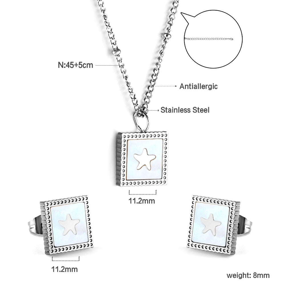 Damen Schmuckset mit glänzendem Sternenanhänger aus antiallergischem Edelstahl Shop Nory