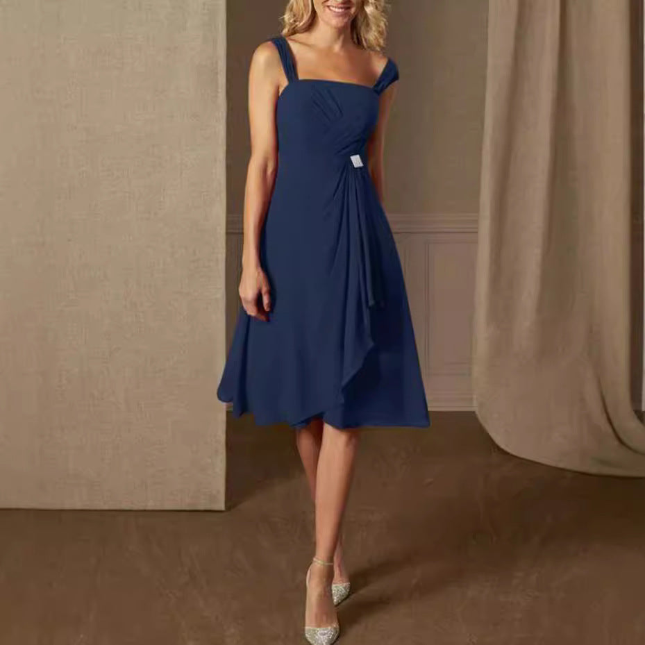 Damen festliches Maxikleid mit einem eleganten Wickeldesign und transparenter Ärmeln
