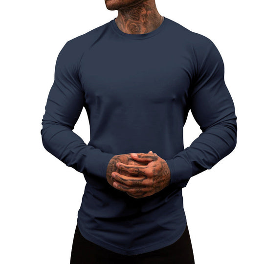 Herren Langarmshirt aus weichem, elastischem Baumwollmix mit Rundhalsausschnitt