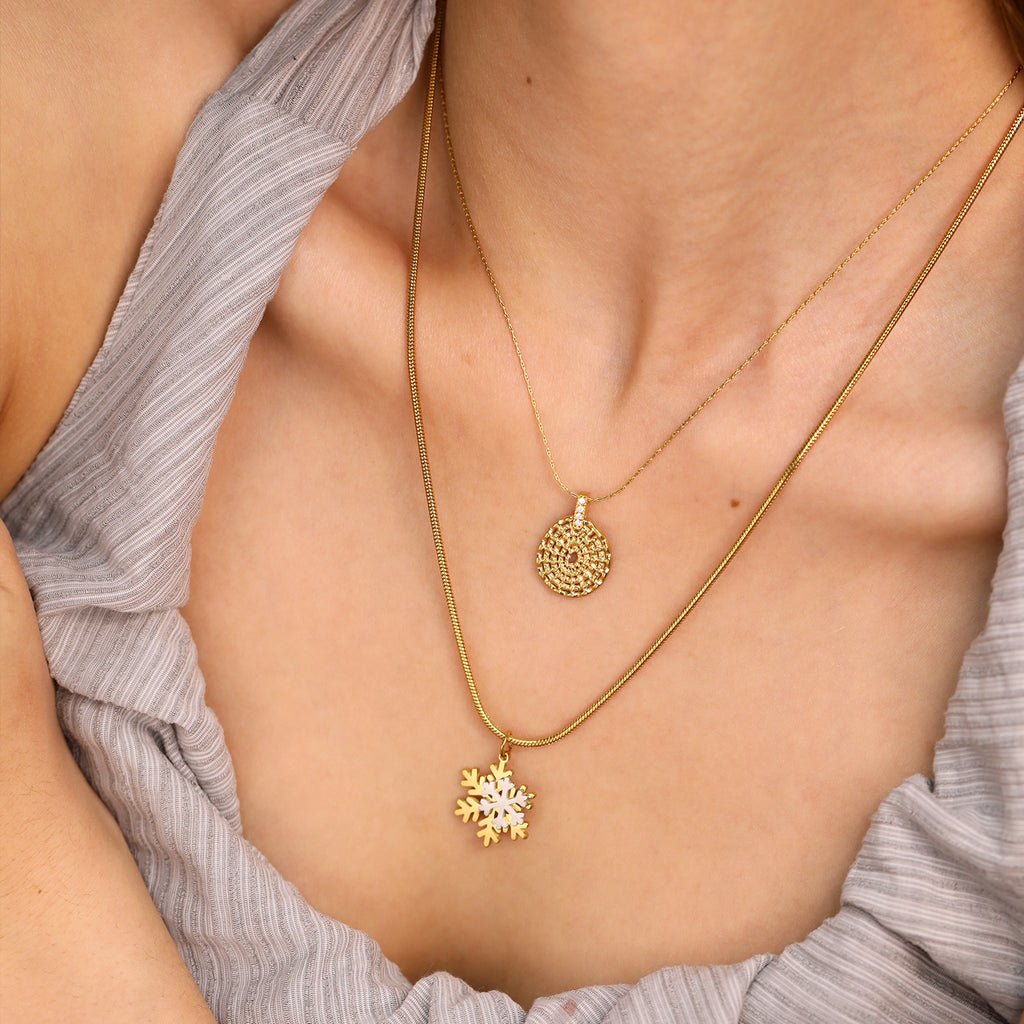 Damen Halskette mit kunstvollem Schneeflocken-Anhänger und verstellbarem Gliederdesign Shop Nory
