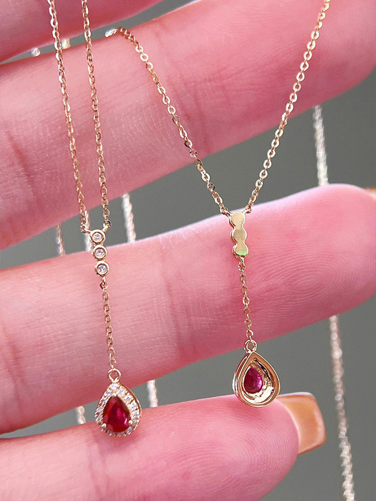 925 Sterling Silber Kabelkette Plattierung Wassertröpfchen Anhänger Halskette | Shop Nory