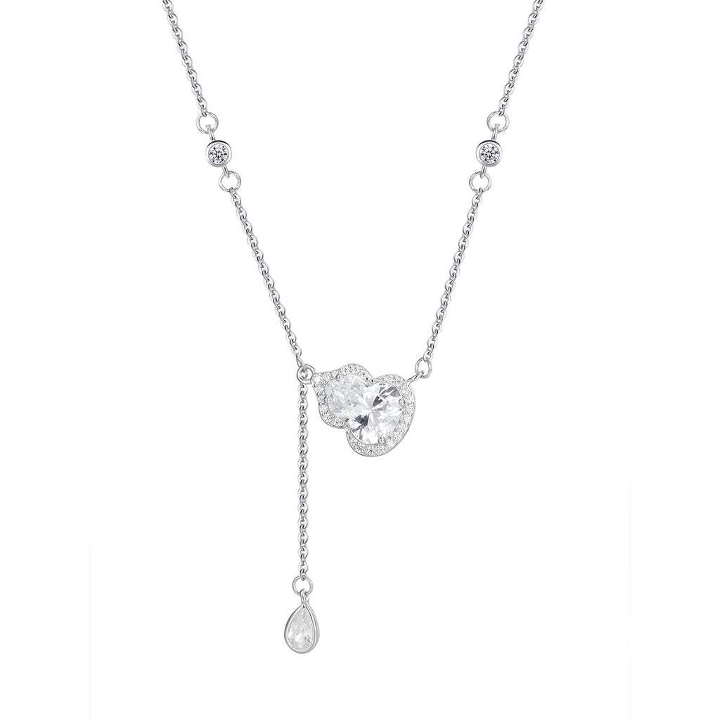 Damen Halskette mit herzförmigem Anhänger und funkelnden Zirkonia Shop Nory