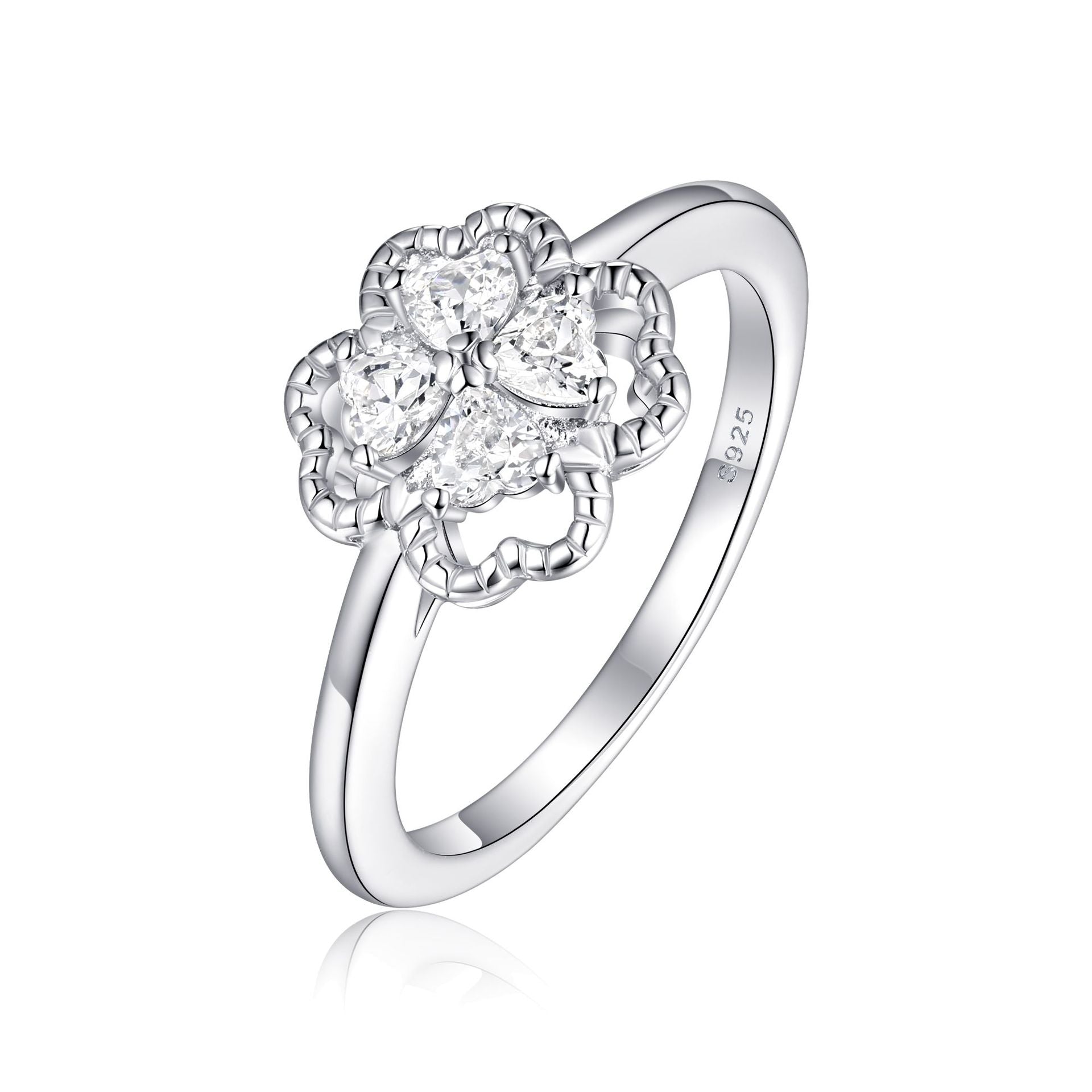 Damen Ring mit filigranem Blumenmotiv und strahlendem Zirkon Shop Nory