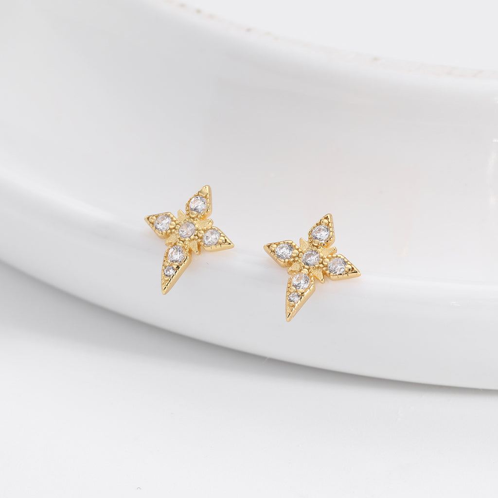 Damen Ohrstecker im stilvollen Kreuzdesign mit luxuriösem Zirkonbesatz Shop Nory