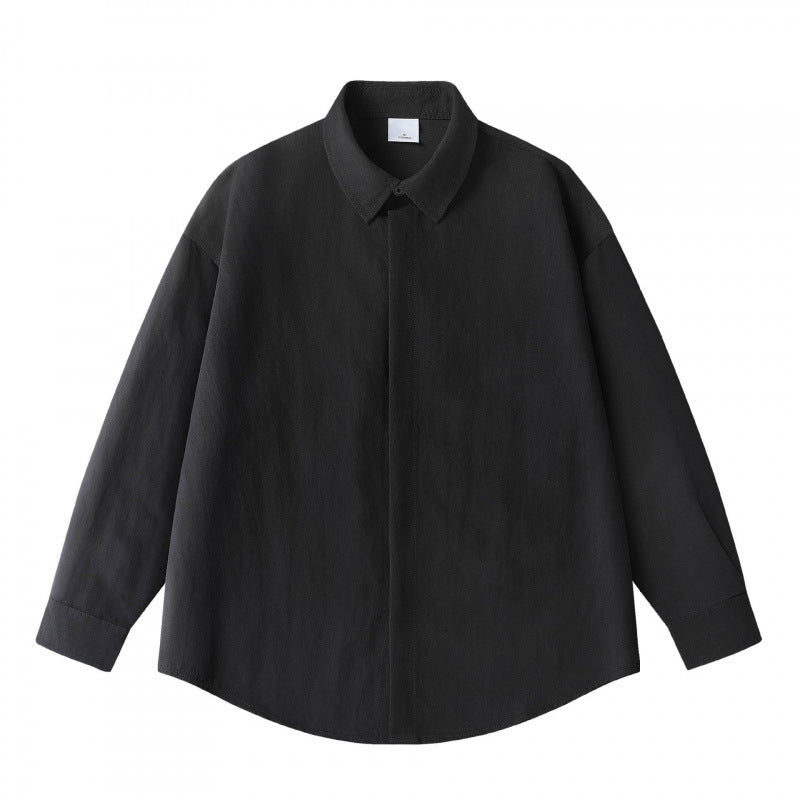 Unisex Oversize Leinenhemd mit verdeckter Knopfleiste und überschnittener Schulter Shop Nory