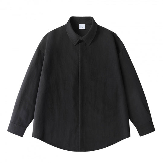 Unisex Oversize Leinenhemd mit verdeckter Knopfleiste und überschnittener Schulter Shop Nory