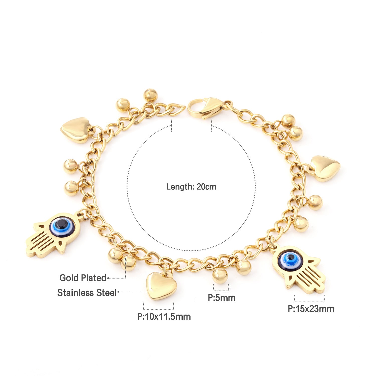 Damen Armband mit farbenfrohen Perlen und hochwertiger Edelstahl-Kette Shop Nory