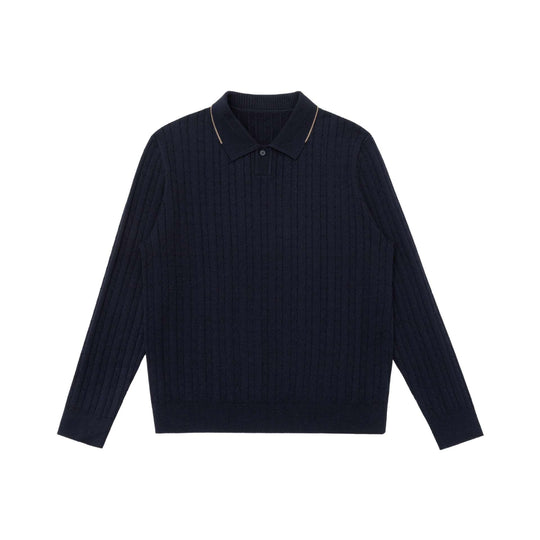 Herren Zopfstrick-Polokragenpullover mit halber Knopfleiste Shop Nory