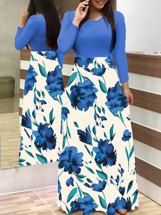Damen Fließender Maxirock mit hoher Taille und großem Blumenprint Shop Nory