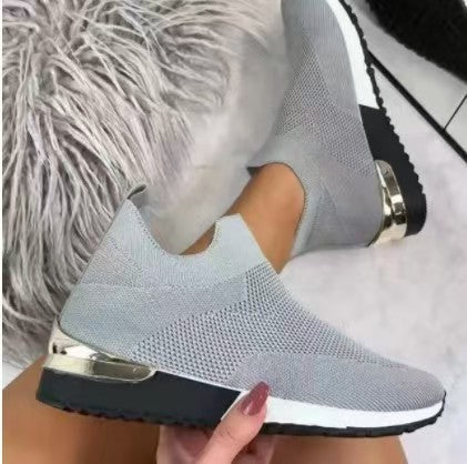 Damen Atmungsaktive Slip-On Sneaker mit trendiger Textiloberfläche und elastischem Kragen