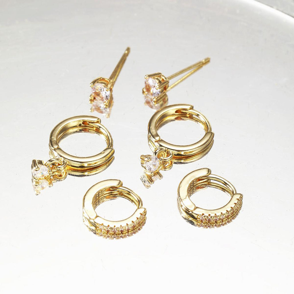 Damen Ohrstecker Set mit funkelnden Kristallen Shop Nory