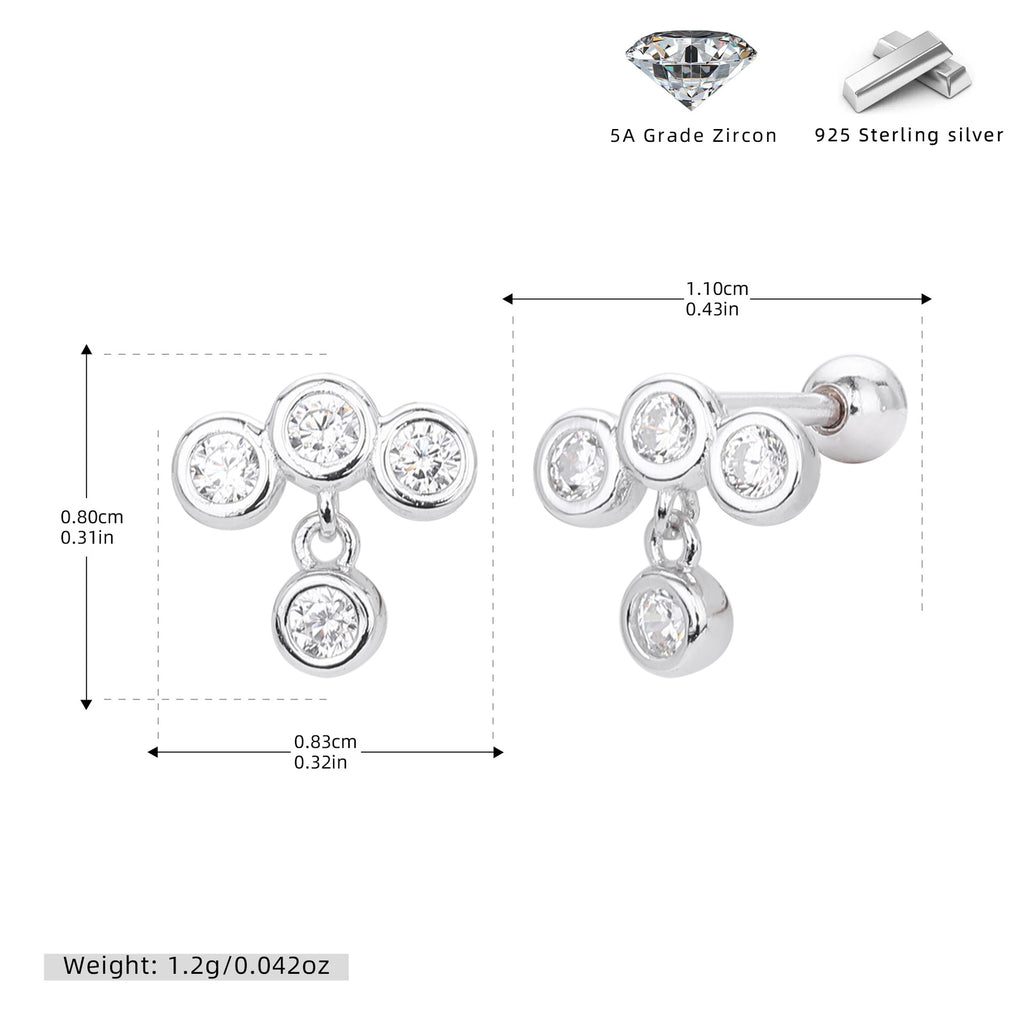 Damen Ohrstecker mit schwebendem Zircon-Dreifach-Design Shop Nory
