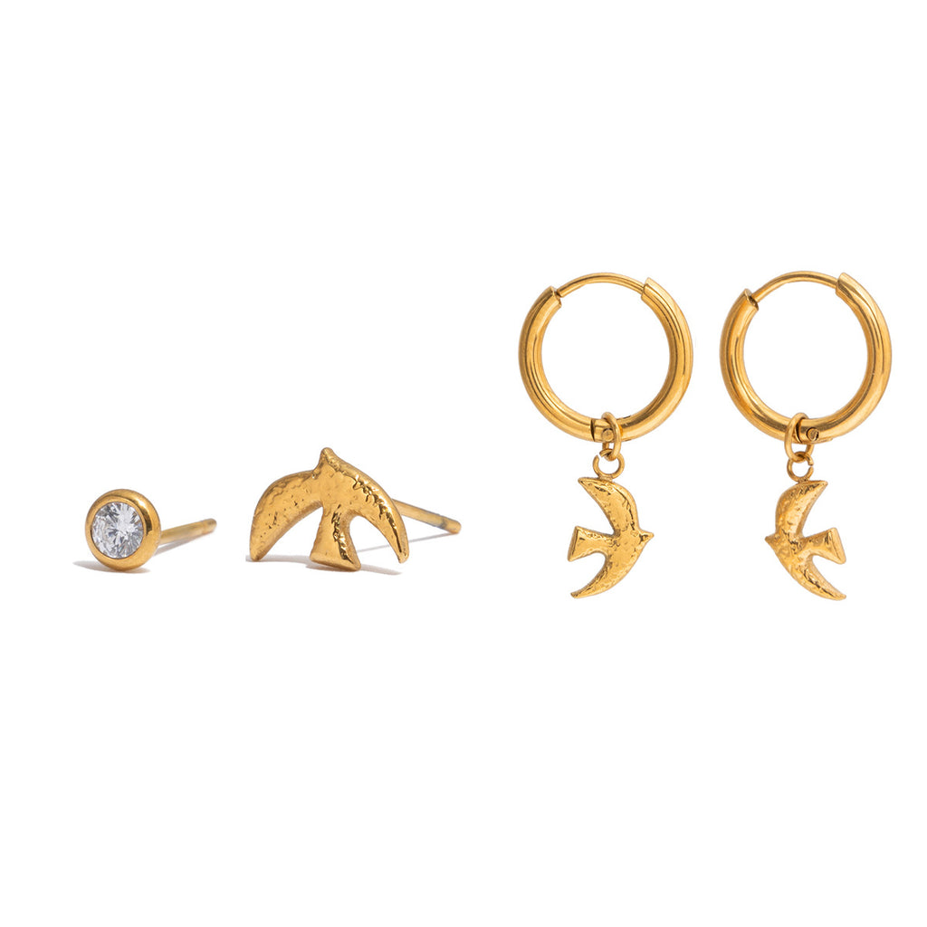 Damen Ohrhänger mit elegantem Vogelanhänger aus hypoallergenem Edelstahl Shop Nory