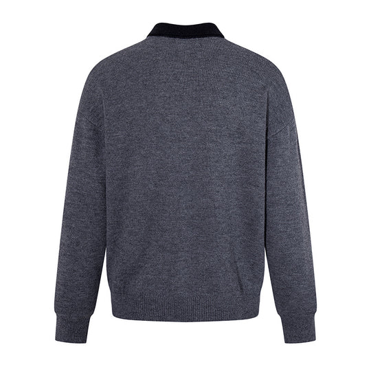Herren Poloshirt-Strickpullover mit Knopfleiste, Brusttasche und Kontrastkragen Shop Nory
