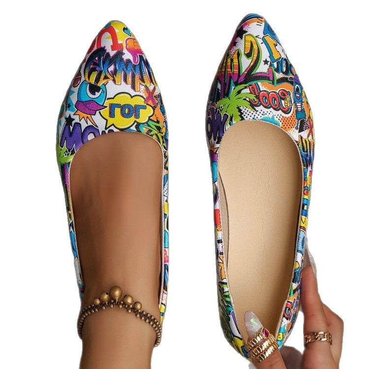 Damen Ballerinas mit buntem, grafischem Muster und bequemer Sohle