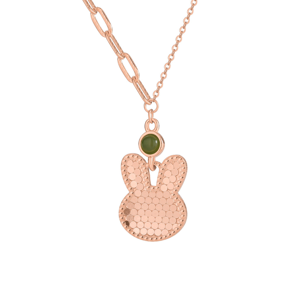 Damen Halskette mit lustigem Hasenanhänger und hochwertigem Edelstein Shop Nory