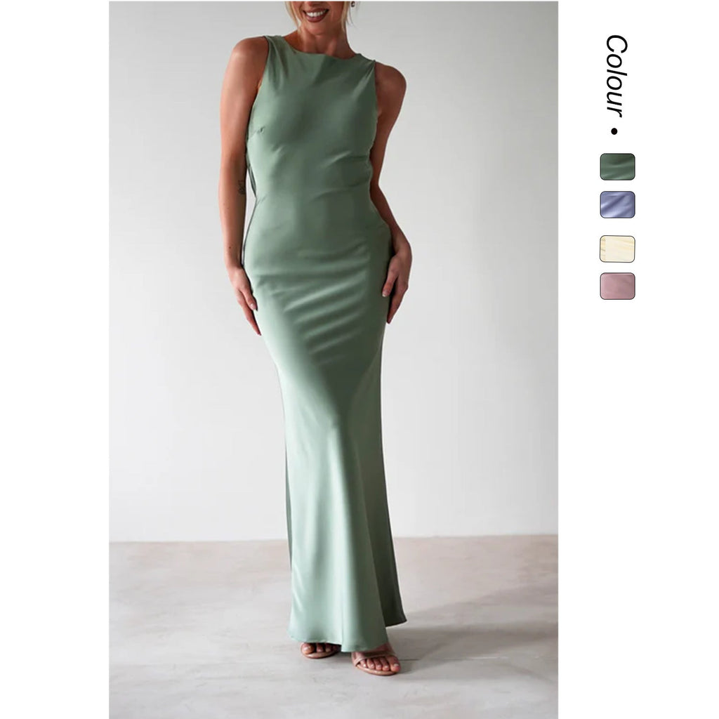 Damen Maxikleid mit elegantem Schnitt und fließendem Stoff