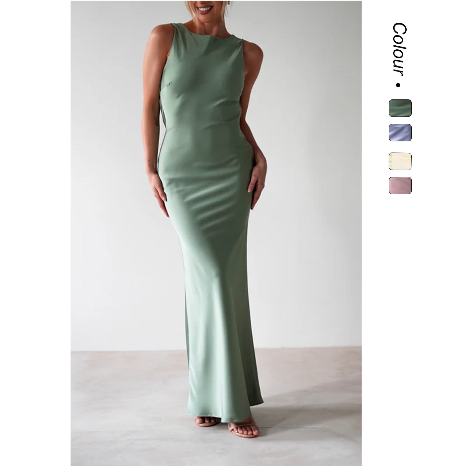 Damen Maxikleid mit elegantem Schnitt und fließendem Stoff