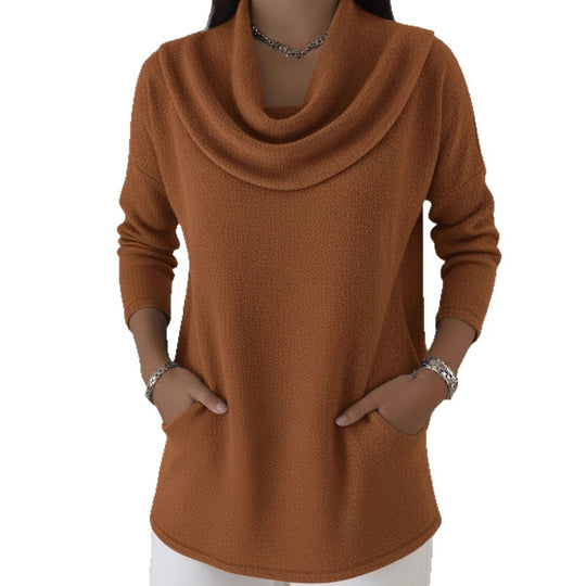 Damen Kuscheliger Feinstrick-Pullover mit Schalkragen und Eingrifftaschen Shop Nory
