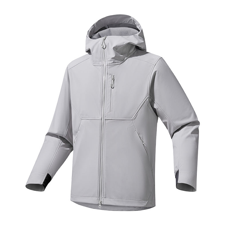 Herren Softshell‑Kapuzensweatjacke mit Stretch‑Windschutz, ergonomischem Schnitt und Brustreißverschluss Shop Nory