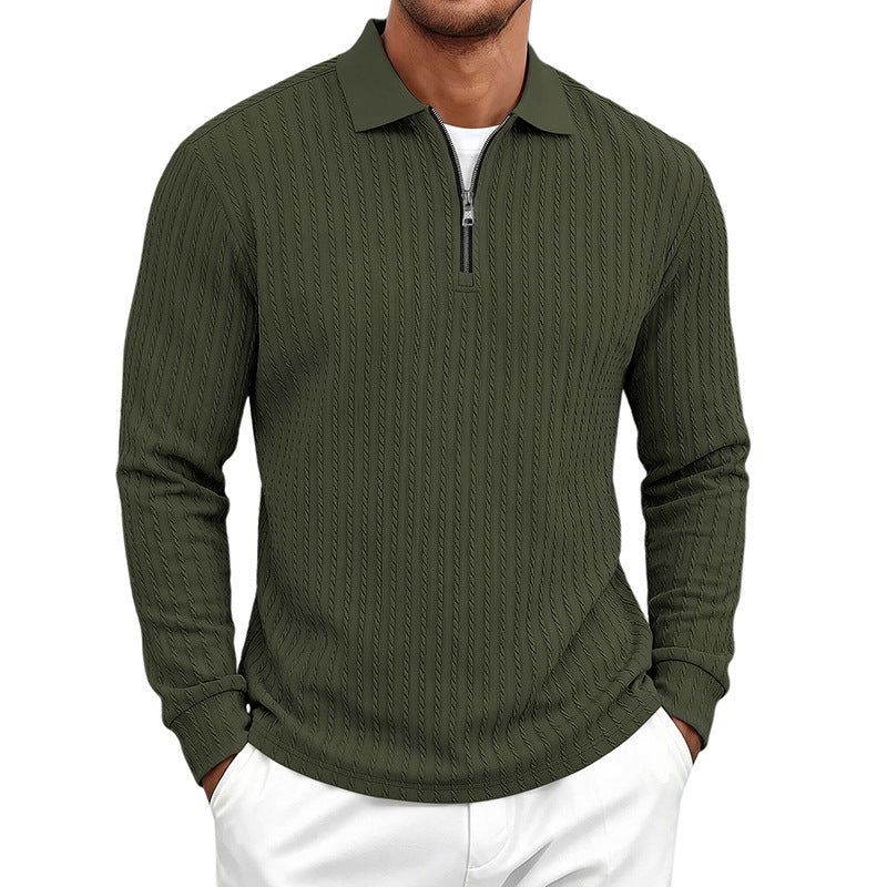 Herren Feinstrick-Polotroyer mit verdecktem Halbzip und Zopfstruktur Shop Nory