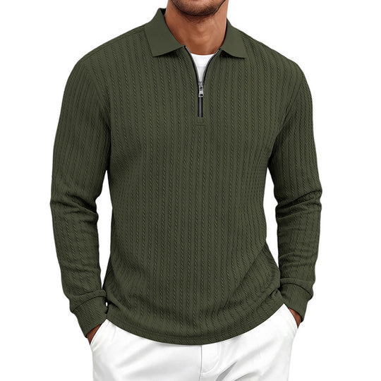 Herren Feinstrick-Polotroyer mit verdecktem Halbzip und Zopfstruktur Shop Nory
