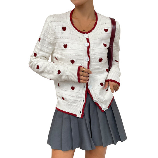 Damen Verspielter Strickcardigan mit Herzmuster Shop Nory