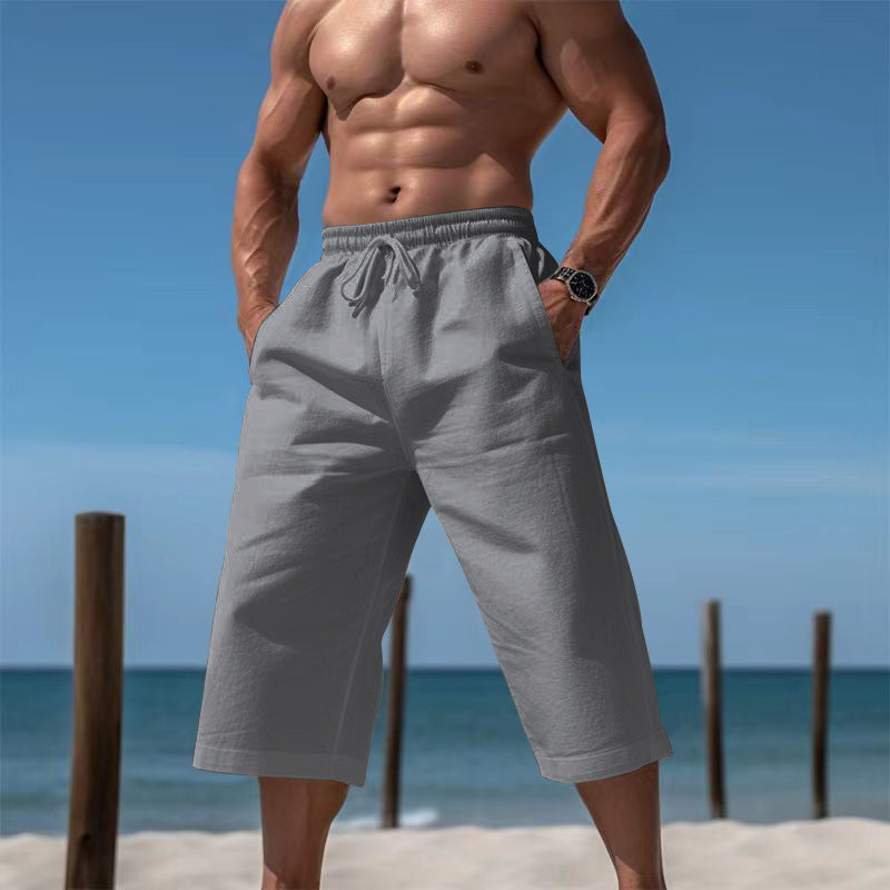 Herren nan lässige knielange Bermuda-Shorts mit elastischem Bund und Tunnelzug
