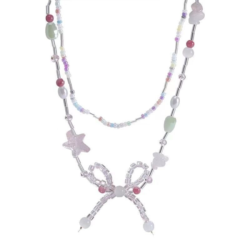 Damen Halskette mit handgefertigtem, buntem Design und funkelnden Kristallelementen Shop Nory