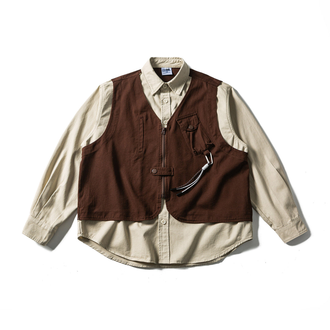 Herren Utility-Weste mit multifunktionalen Taschen, Halbzip und integriertem Hemd-Layer Shop Nory