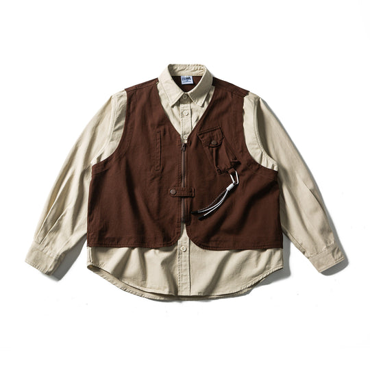 Herren Utility-Weste mit multifunktionalen Taschen, Halbzip und integriertem Hemd-Layer Shop Nory