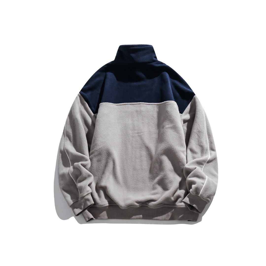 Unisex Fleece-Halbzip-Pullover mit hohem Kragen, Raglanärmeln und Kontrastpaneelen Shop Nory