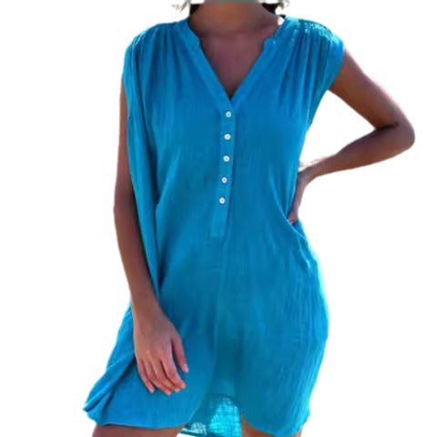 Damen Strandkleid mit Knopfleiste