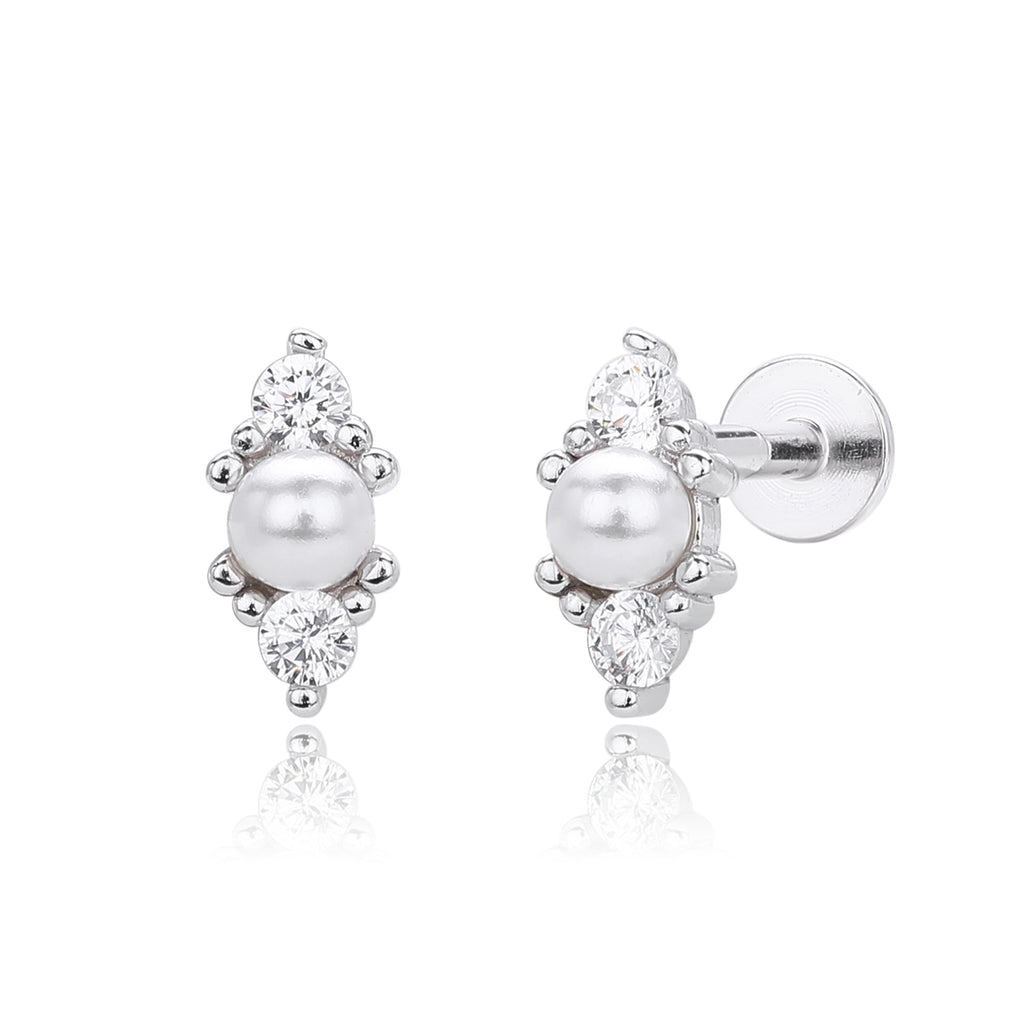 Damen Ohrstecker mit luxuriösen Zirkon- und Perlenakzenten aus hochwertigem 925 Sterling Silber Shop Nory