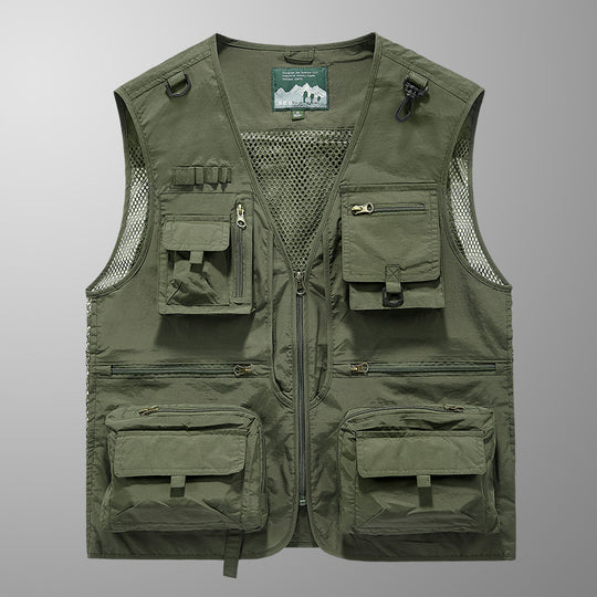 Herren Multifunktionale Angler- und Utility‑Weste mit Mesh‑Einsätzen und Mehrfach‑Taschen Shop Nory