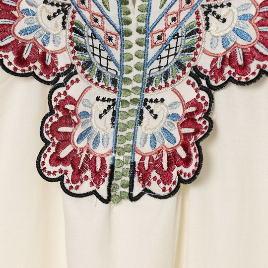 Damen Besticktes Kaftankleid mit V-Ausschnitt und weiten Fledermausärmeln Shop Nory