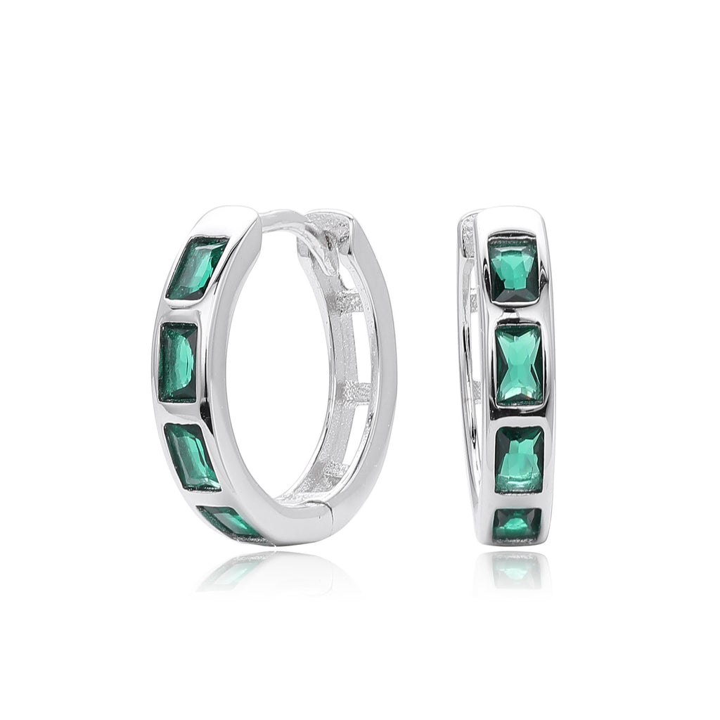 Damen Creolenohrringe mit funkelnden Zirkonsteinen aus 925 Sterlingsilber Shop Nory