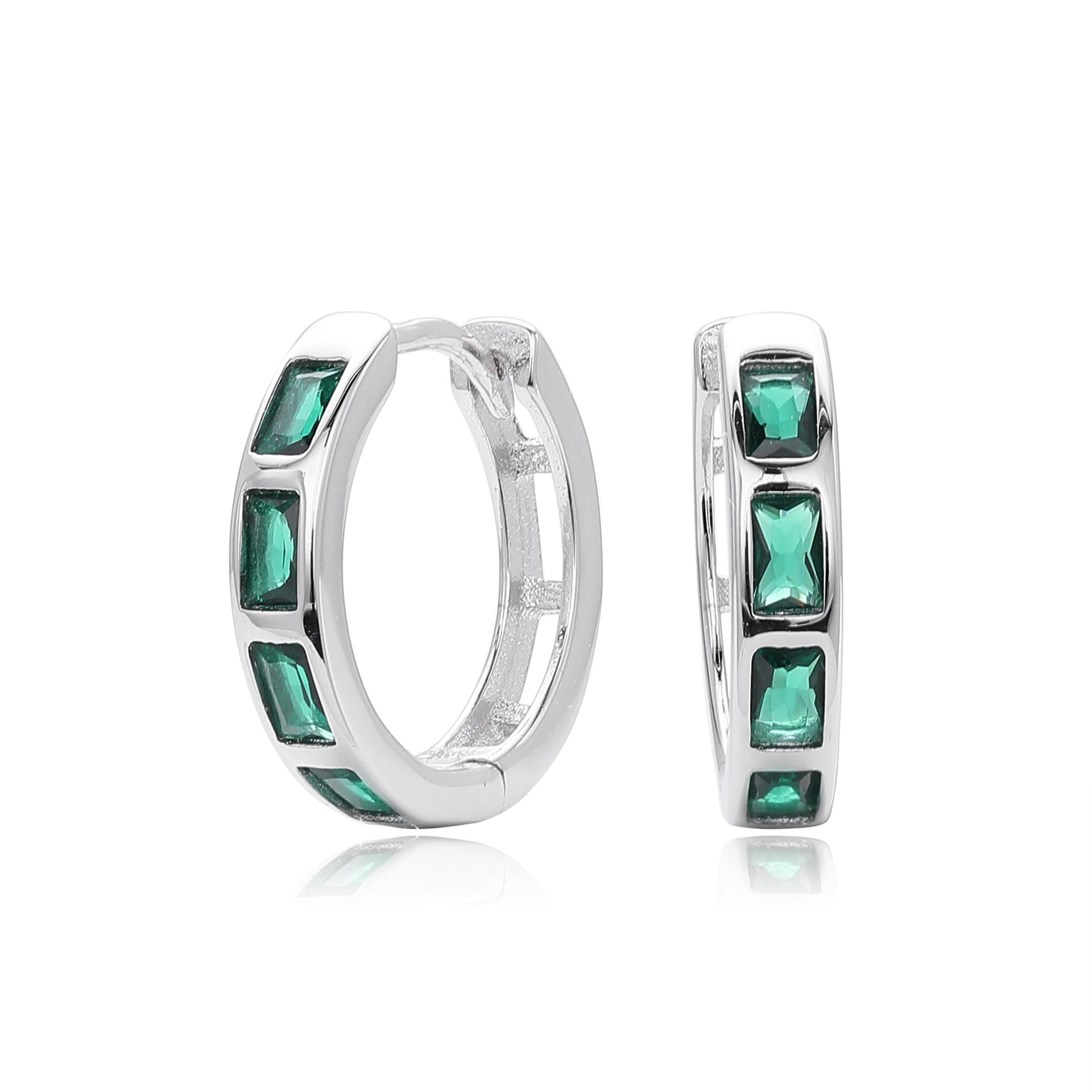 Damen Creolenohrringe mit funkelnden Zirkonsteinen aus 925 Sterlingsilber Shop Nory