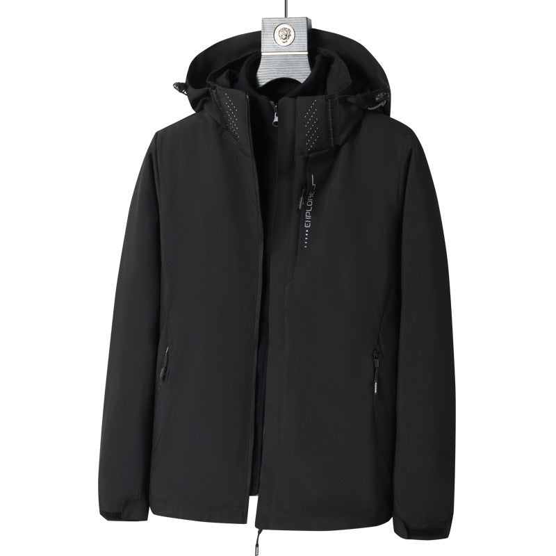 Herren Softshell Outdoorjacke mit wasserdichter Membran, abnehmbarer Kapuze und verdecktem Reißverschluss Shop Nory