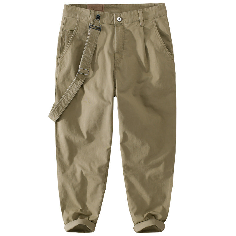 Herren Tapered-Chinohose mit abnehmbarem Gurt, hohem Bund und gekrempeltem Saum Shop Nory