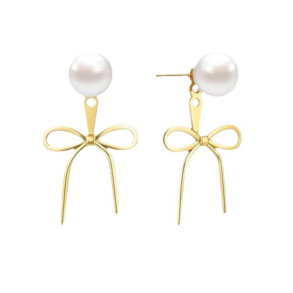 Damen Ohrringe mit elegantem Schleifen-Design und Perlenakzenten Shop Nory