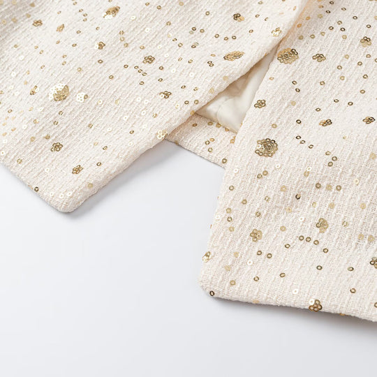 Damen Kurzblazer im Bouclé‑Stil mit Stehkragen und Paillettenapplikation Shop Nory